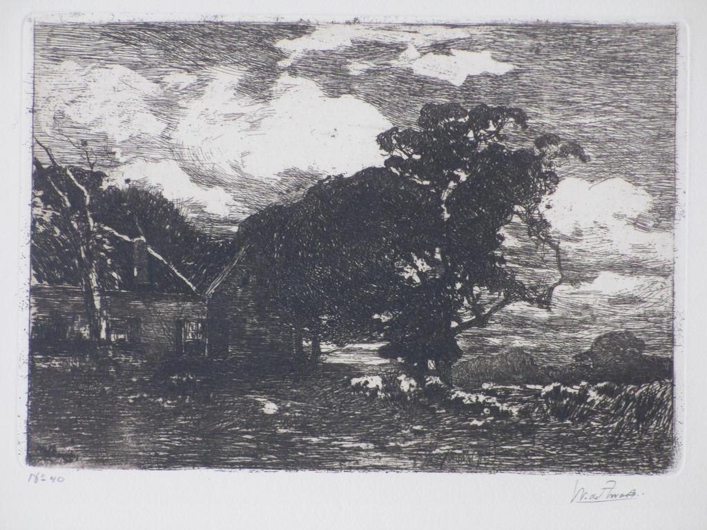 Willem de Zwart, Boerderij tussen bomen, Ets kopen? Bied vanaf 45!