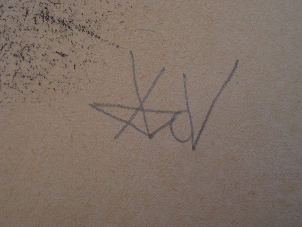 Zeldzaam figuratieve houtskooltekening "dorp aan rivier" gesigneerd AvdV kopen? Bied vanaf 1!