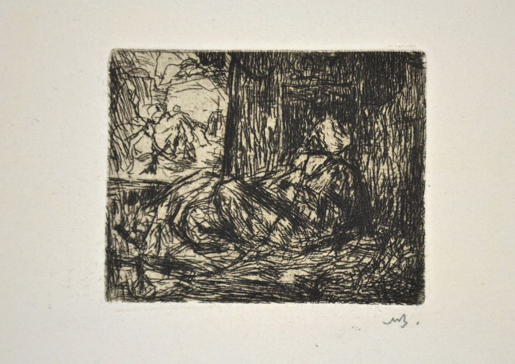 Marius Bauer: Ets. Liggende Oosterse man kopen? Bied vanaf 1!