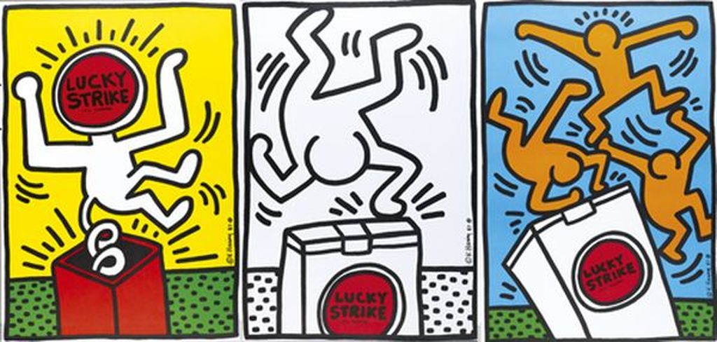 Keith Haring Lucky Strike - SET van 3 zeefdrukken, 100 x 70 verkocht voor € 150!