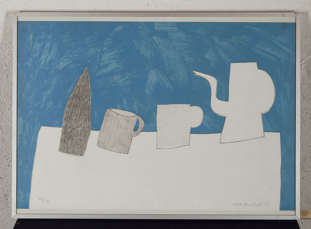 Klaas Gubbels - Lithografie op papier - Tafel met Kannen kopen? Bied vanaf 23!