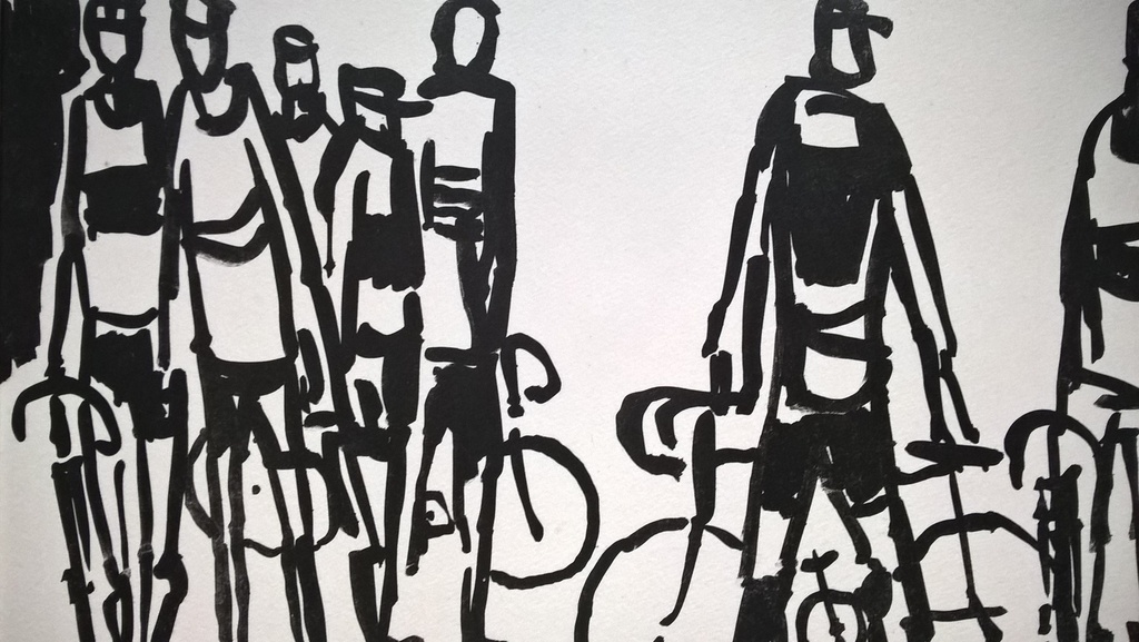 Jan Homan – zeefdruk – De Coureurs   kopen? Bied vanaf 50!