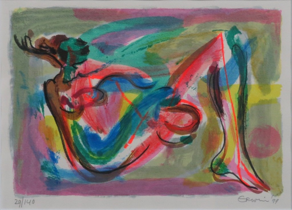 Erwin de Vries: Litho, Liggend figuur - Ingelijst kopen? Bied vanaf 30!