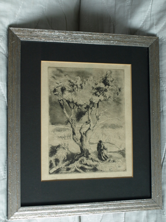 Adolf Jelinek Alex : Ets – De reiziger – gesigneerd & ingelijst – ca 1930 kopen? Bied vanaf 1!