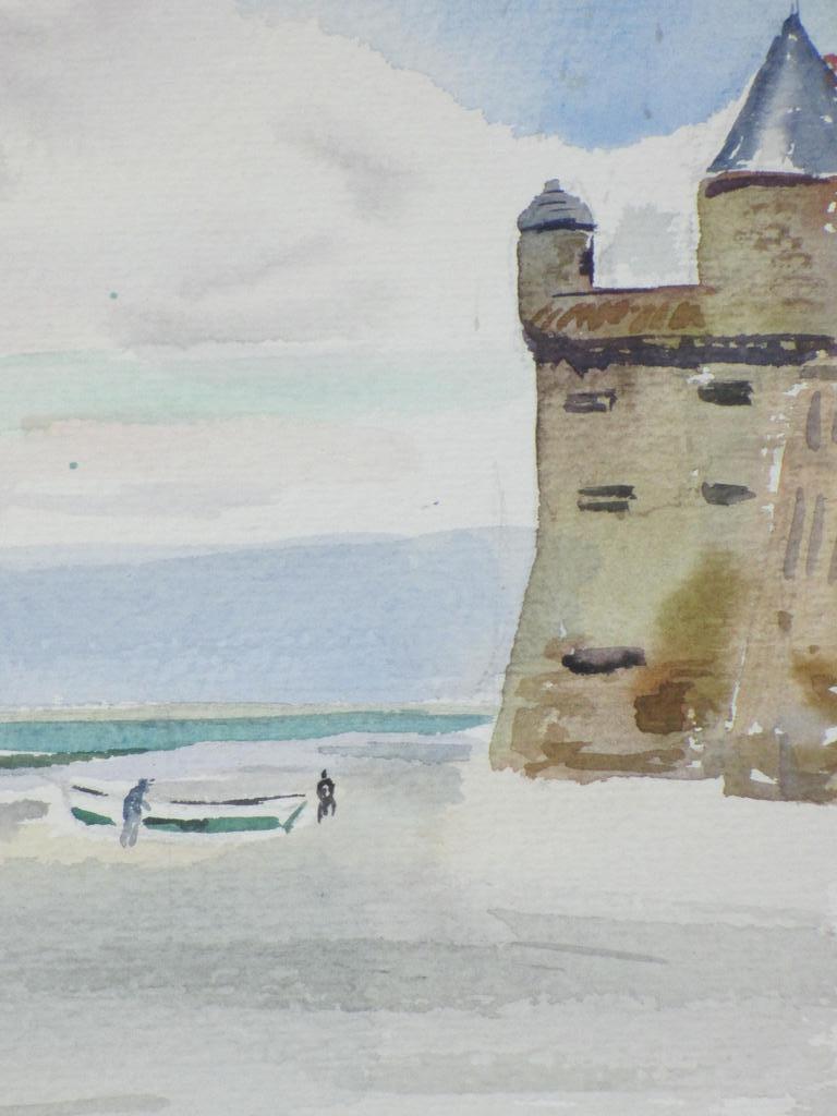 Han Krug, Strand bij Mont St.Michel, Aquarel kopen? Bied vanaf 30!