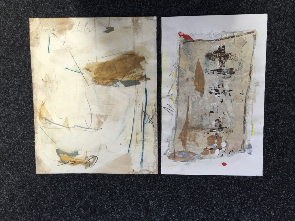 2 x Leo de Jong mixed media 1986 verkocht voor € 45!