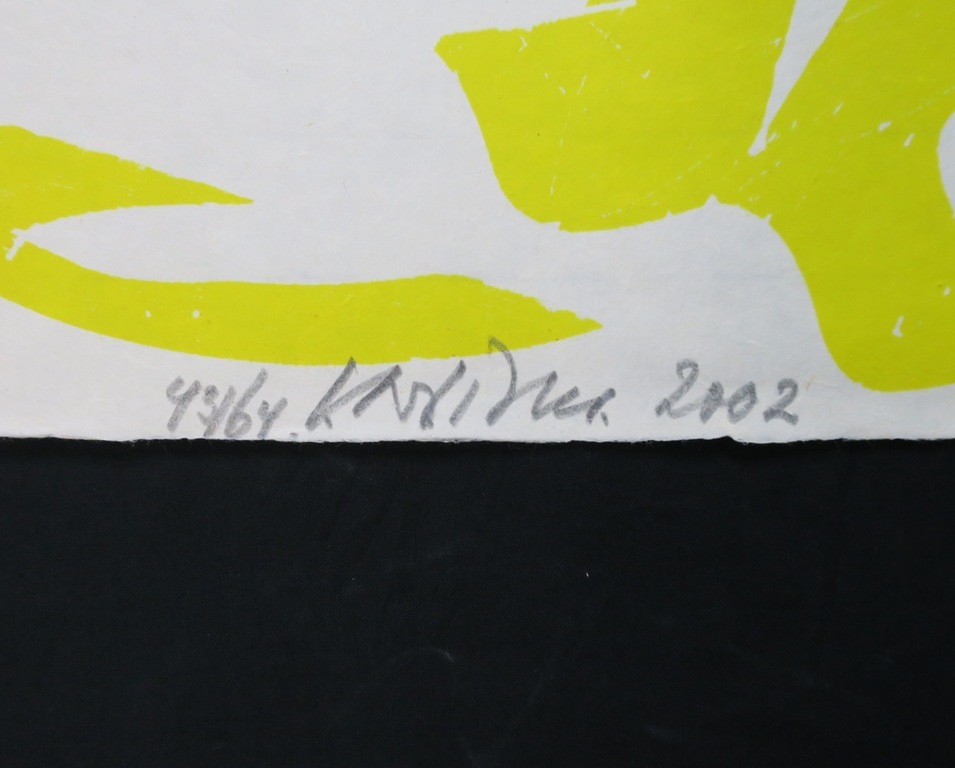 Carel Visser: Houtsnede op rijstpapier, Z.T. (geel) kopen? Bied vanaf 80!