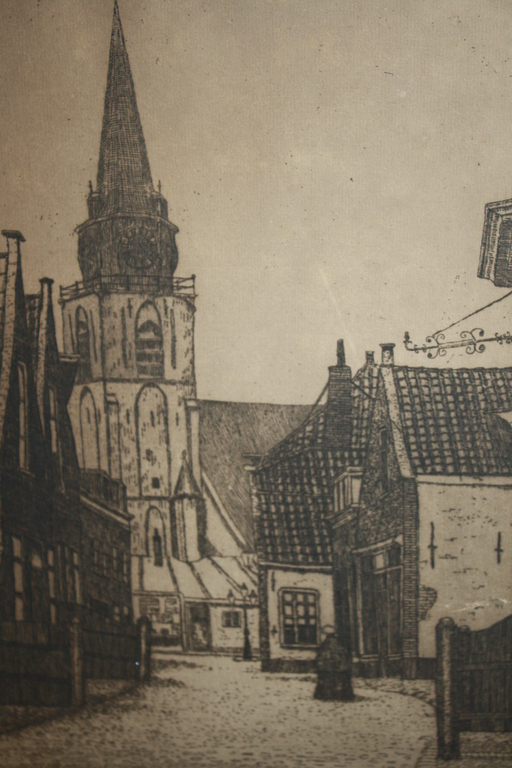 Cor Keus  - STRAATJE met VISSERVROUW SCHEVENINGEN ets kopen? Bied vanaf 25!