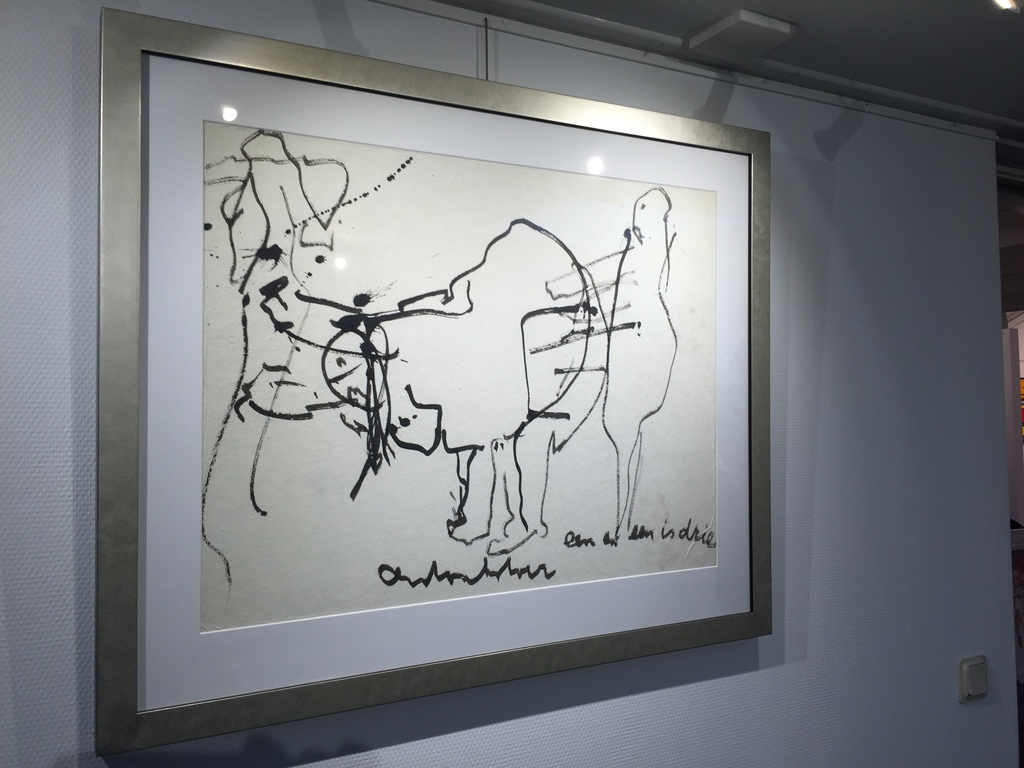 ANTON HEYBOER tekening op dik molen papier Titel: een en een is drie kopen? Bied vanaf 1!