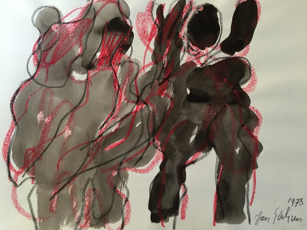 JAN SIERHUIS  Unieke tekening voorstudie ! 1973 verkocht voor € 80!