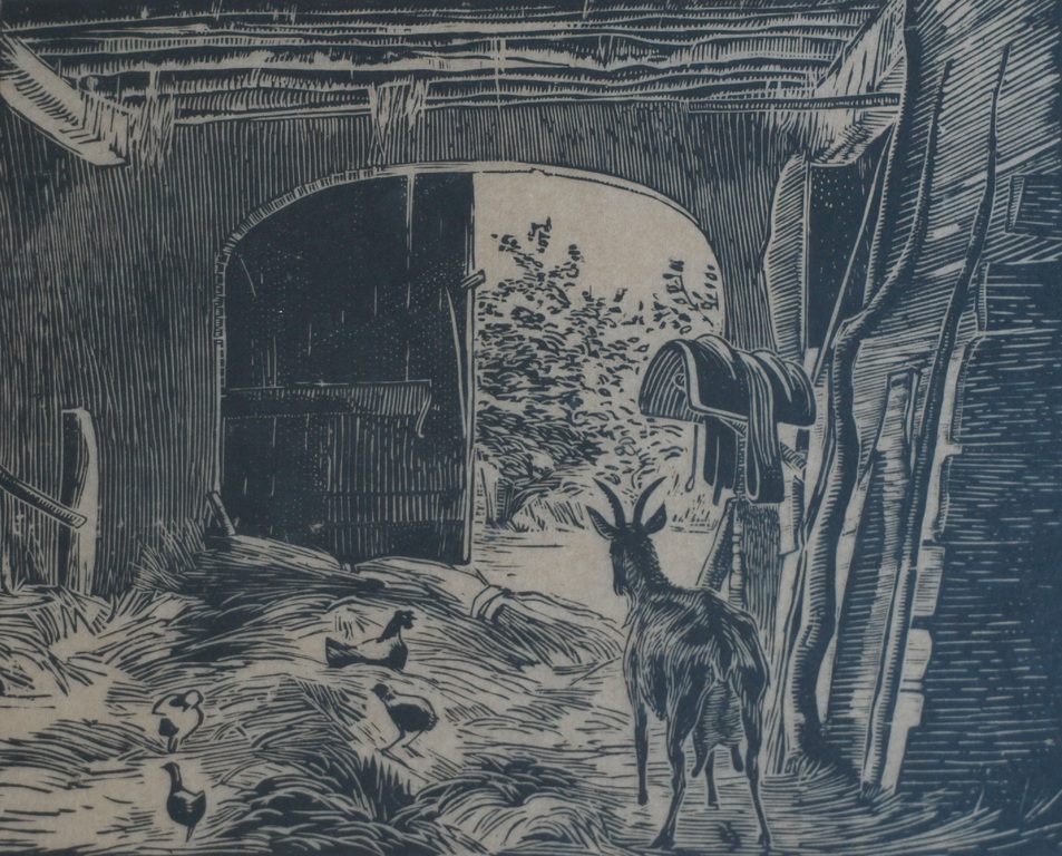 Jan Uri (1888-1979) : Houtsnede , De stal – gesigneerd & ingelijst – handdruk kopen? Bied vanaf 25!