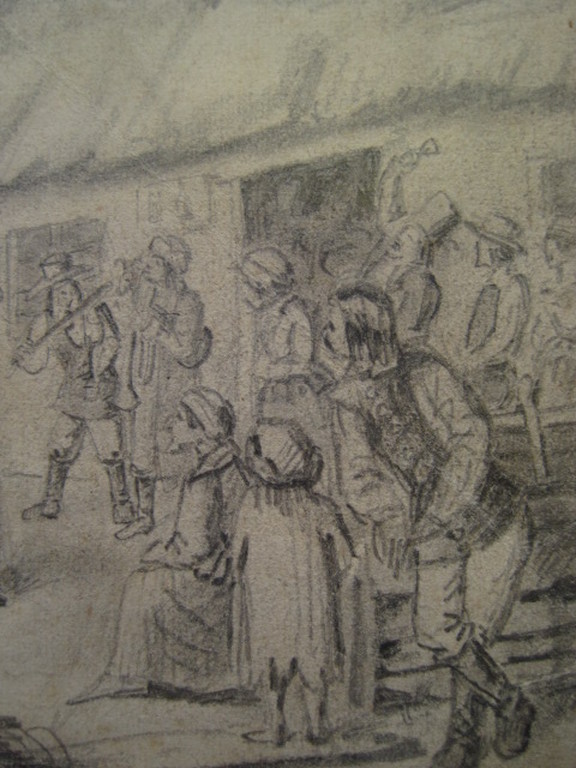 Originele 18e eeuwse potloodtekening "boerenbruiloft" Jacob v Strij 1756-1815 kopen? Bied vanaf 1!