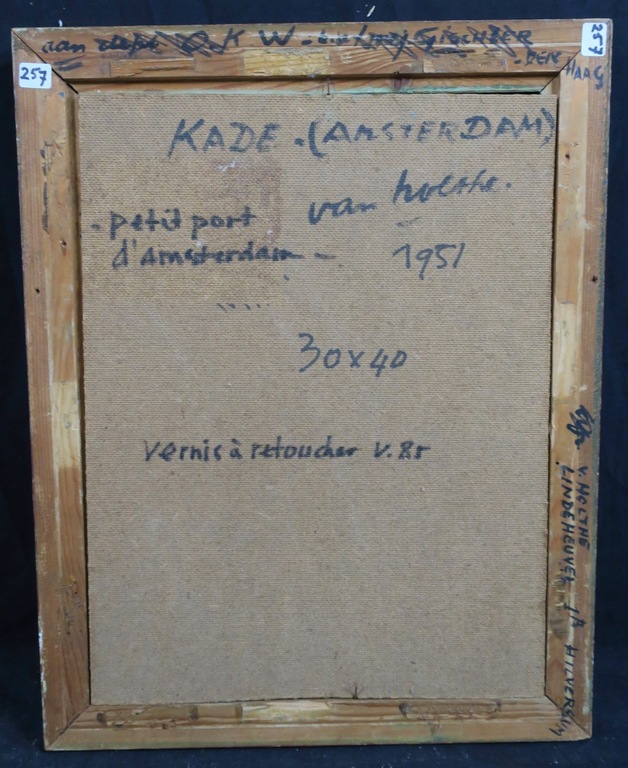 Jan van Holthe: Olieverf op board, Petit port d'Amsterdam - Ingelijst kopen? Bied vanaf 50!