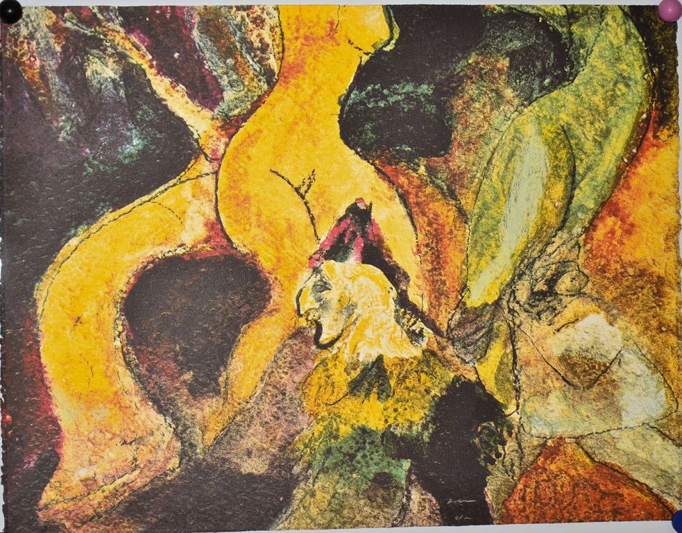 Luis Filcer: Litho. Schreeuwend figuur met vrouwelijk naakt kopen? Bied vanaf 35!