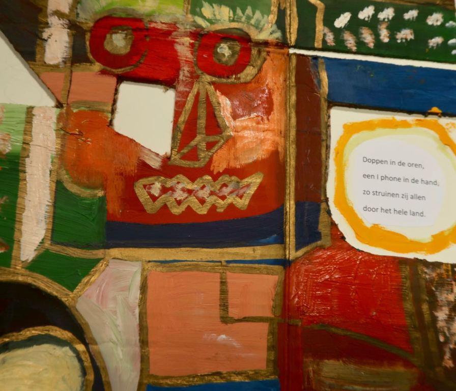 Lot met 3x olieverf en collage op stevig papier van Meertje Kaal kopen? Bied vanaf 1!