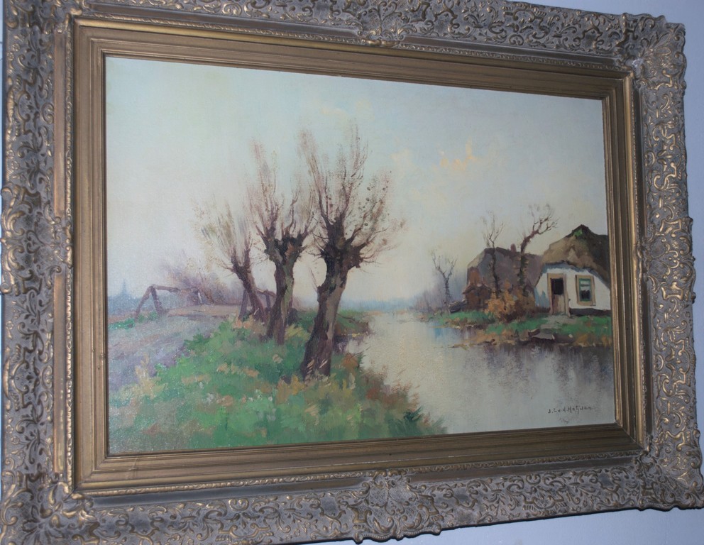 olieverf - omgeving Pijnacker - fraai ingelijst verkocht voor € 175!