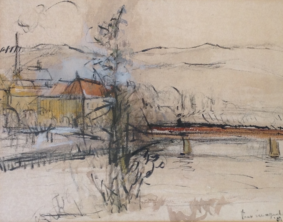 Theo Swagemakers, Landschap bij water verkocht voor € 90!