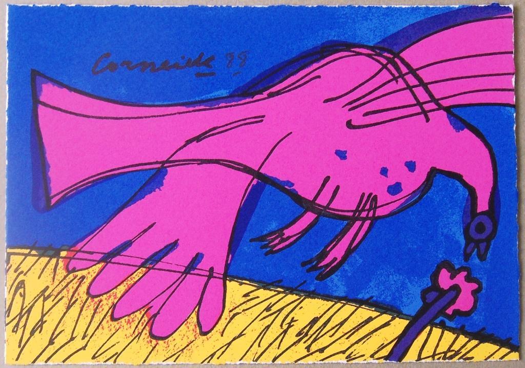 Corneille : Vogel in roze verkocht voor € 85!