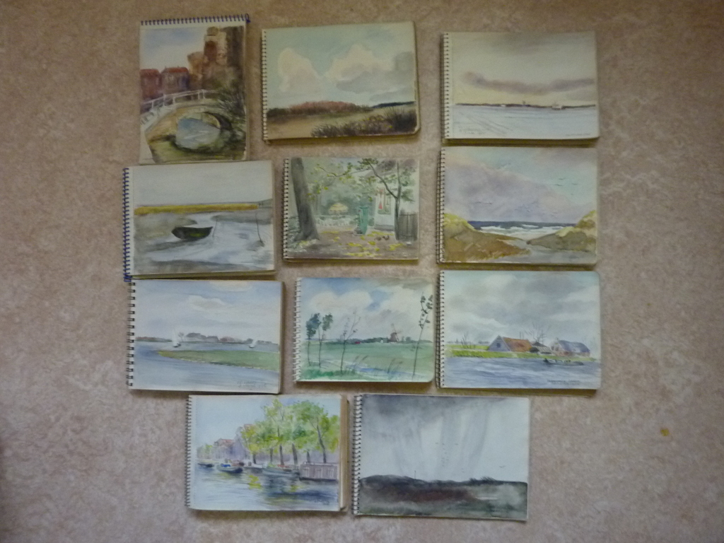 Han Krug - 11 schetsboeken met ca. 300 tekeningen / aquarellen 1954 - 1959 kopen? Bied vanaf 500!