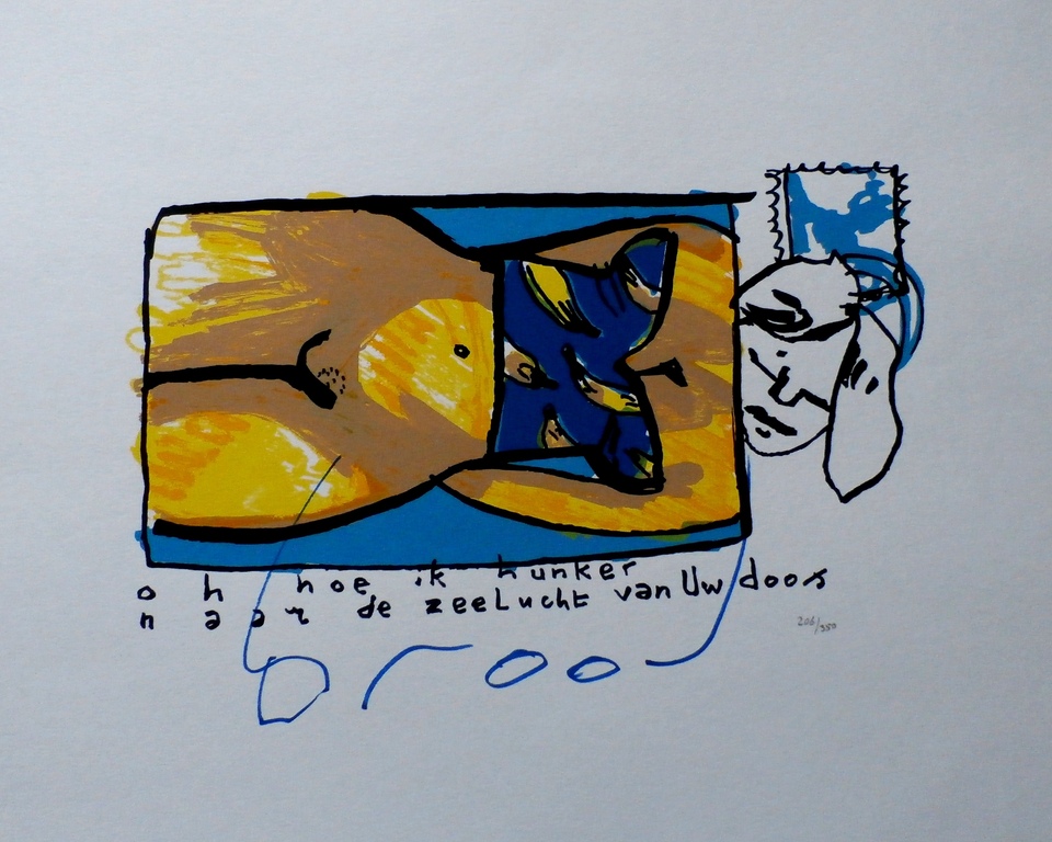 Herman Brood - zeefdruk: Oh hoe ik hunker kopen? Bied vanaf 165!