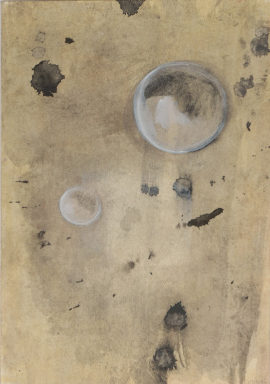 Hans van der Ham: Aquarel en gouach op papier, Zonder titel verkocht voor € 35!