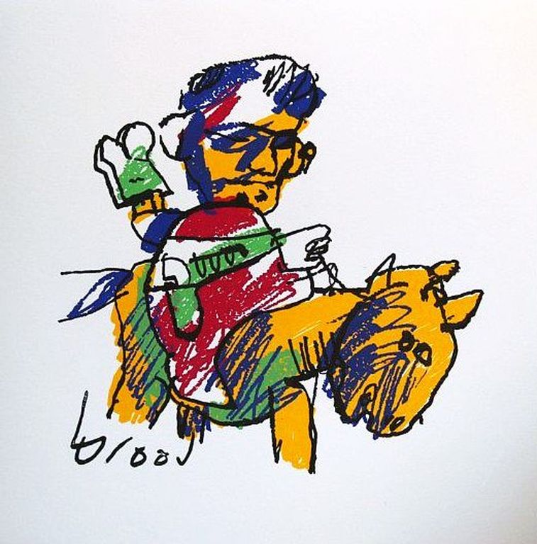 Herman Brood, zeefdruk MAN OP PAARD kopen? Bied vanaf 1!