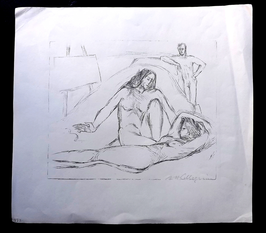 Alfred Heinrich Pellegrini - 1881-1958 - litho met 3 naakten (zeldzaam) kopen? Bied vanaf 1!