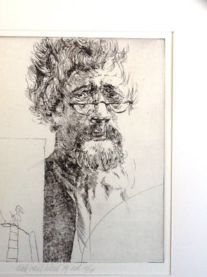 Dick van 't Wout - Dick van 't Wout, ets, gesigneerd, in passe-partout kopen? Bied vanaf 10!