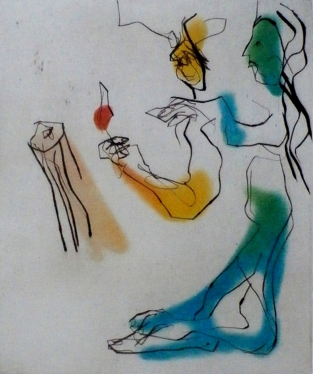 Ger Lataster - Ets/aquatint - 2 figuren I - 1990 verkocht voor € 220!