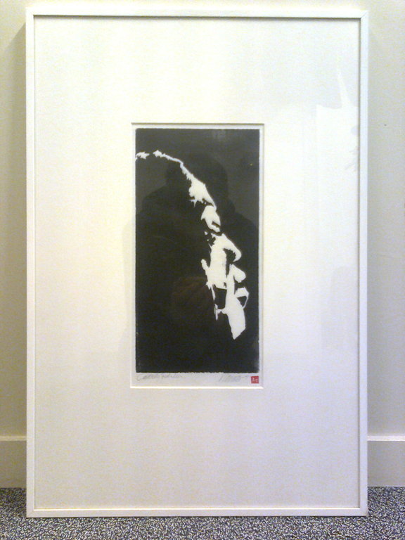 Jan Homan  Werk: hoogdruk, ‘Charly Parker’ 3/5 hand gesigneerd verkocht voor € 95!