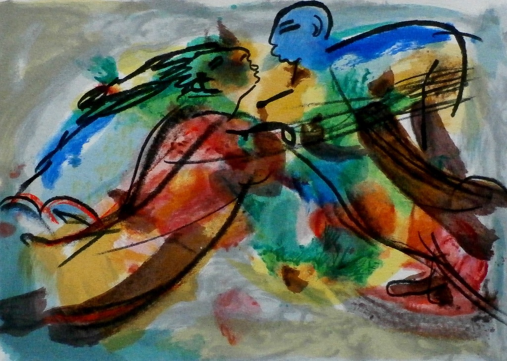 Erwin de Vries - Litho: verliefd koppel - 1999 verkocht voor € 75!