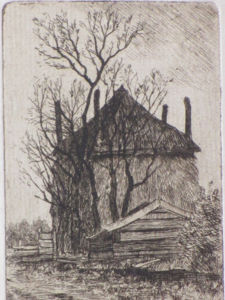 H.E.Roodenburg, Hooiberg met schuurtje bij Loosduinen, Ets 1911 kopen? Bied vanaf 30!