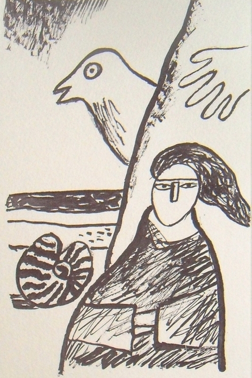 Corneille : vrouw , vogel en zee (ets in bister) kopen? Bied vanaf 1!