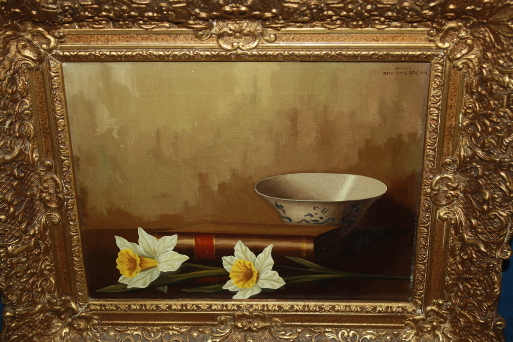 STILLEVEN MET NARCIS EN BOEK van BRUIJNESTEIJN modern realisme verkocht voor € 125!