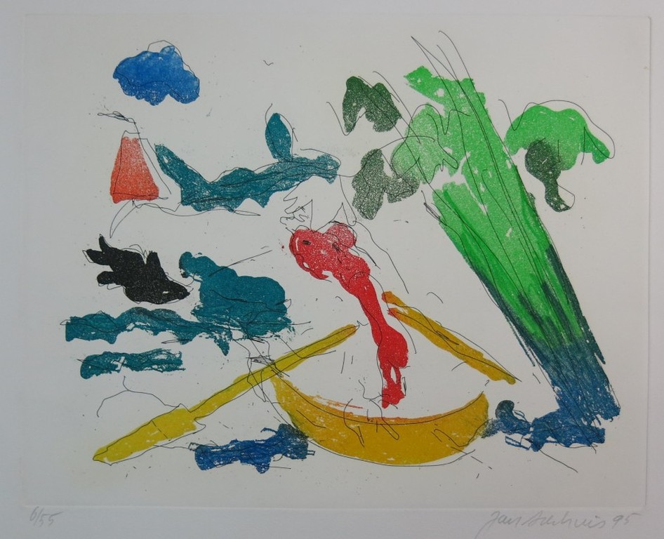 Jan Sierhuis: Kleurenets, Boot bij de waterkant verkocht voor € 50!