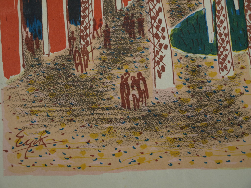 CHARLES EYCK (1897-1983) – Kleurenlitho – Patio – Gesigneerd – 1947 kopen? Bied vanaf 45!