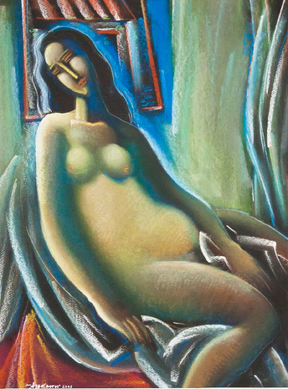 Ashkhotov, Origineel werk, Pastel op speciaal papier, Nude. kopen? Bied vanaf 70!