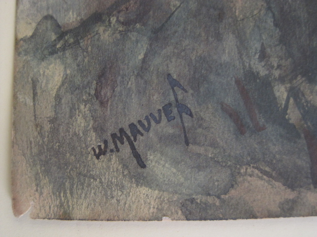 Mooi oud aquarel "Boslandschap bij invallende avond" gesigneerd w. Mauve  kopen? Bied vanaf 1!