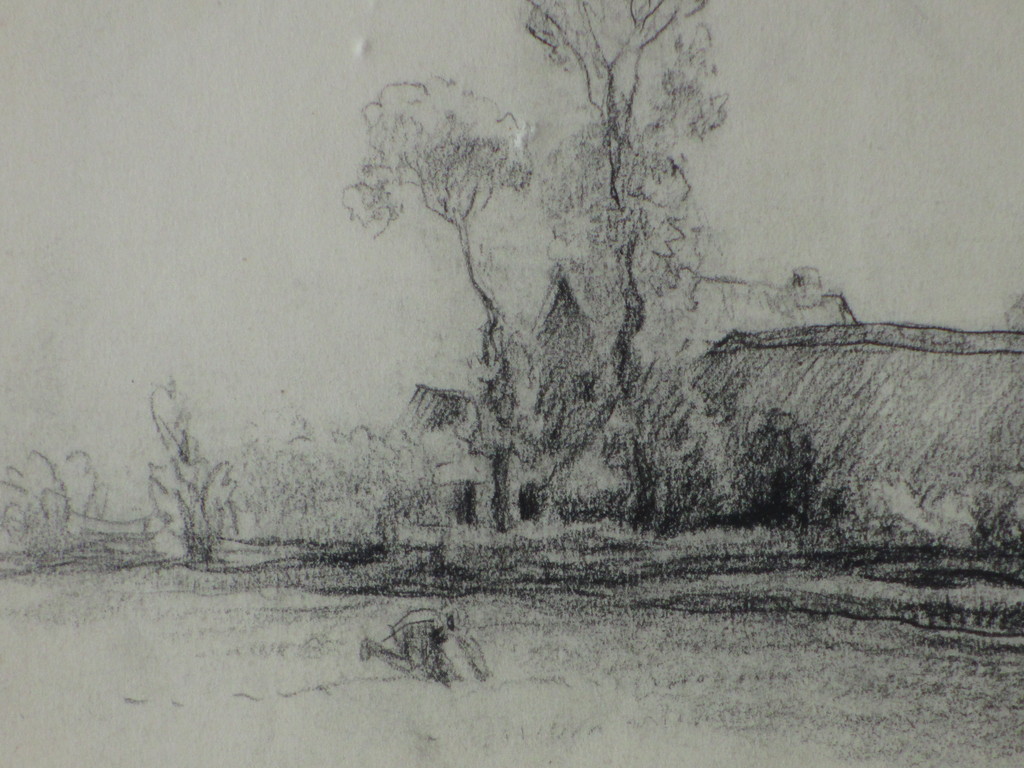 Jan Poortenaar - Jan Poortenaar, Boer op akker bij boerderij, Tekening kopen? Bied vanaf 1!