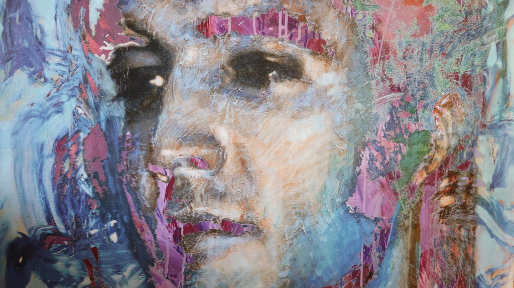 Peter Donkersloot Acryl en olieverf over print op linnen - Elvis Presley kopen? Bied vanaf 395!