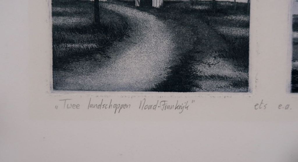 Hans Heijman: Ets, Twee landschappen Noord Frankrijk kopen? Bied vanaf 1!