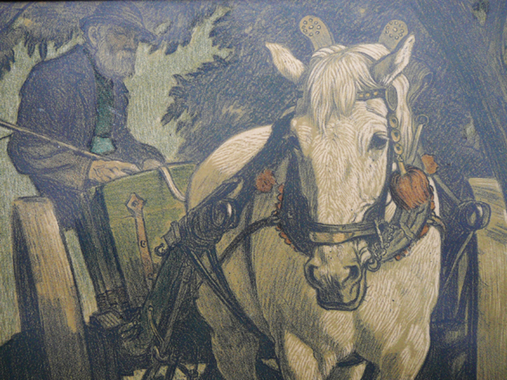 Paul Junghanns: Boer op paardenkar -lithografie 1920- kopen? Bied vanaf 60!