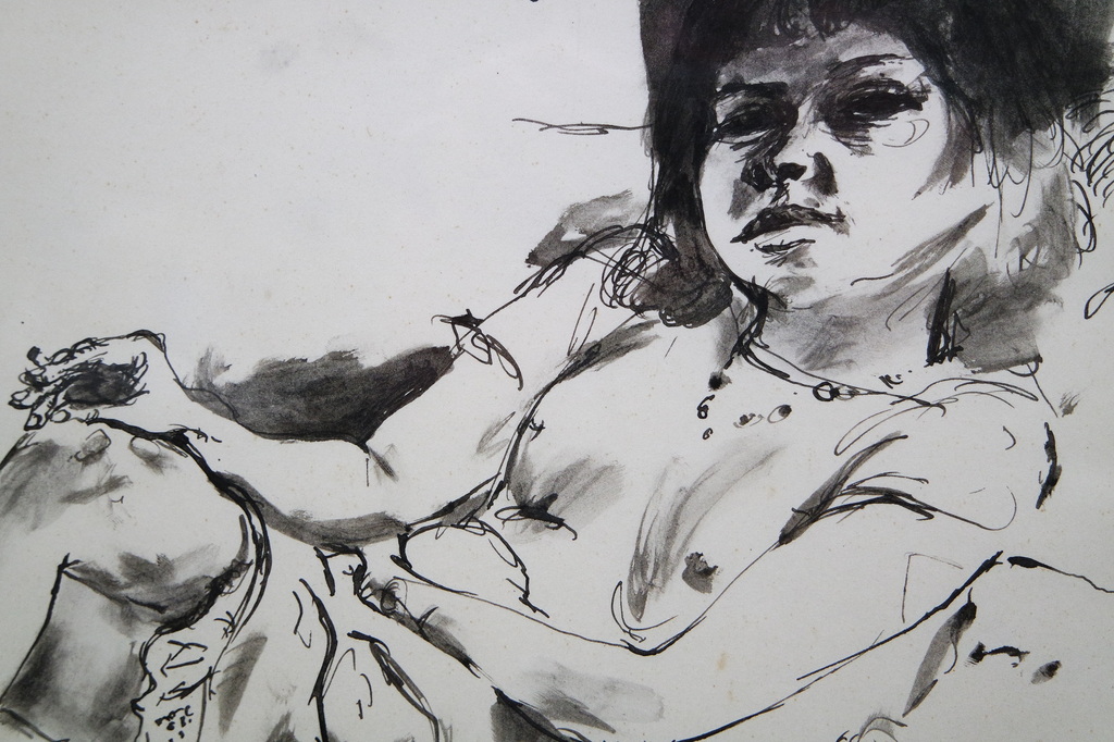 Ed Valk (1926-2012) -  inkttekening - figuurstudie kopen? Bied vanaf 59!