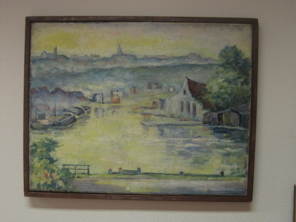 Jac. Eskens 1891-1968 olieverf "Amsterdam havengezicht" omstreeks 1920 verkocht voor € 45!