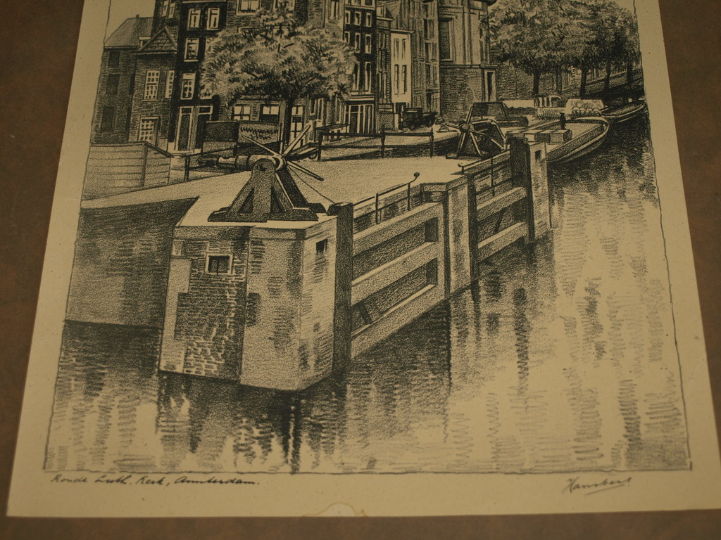 Tekening – Ronde Lutherse Kerk in Amsterdam – Gesigneerd - Oud kopen? Bied vanaf 1!