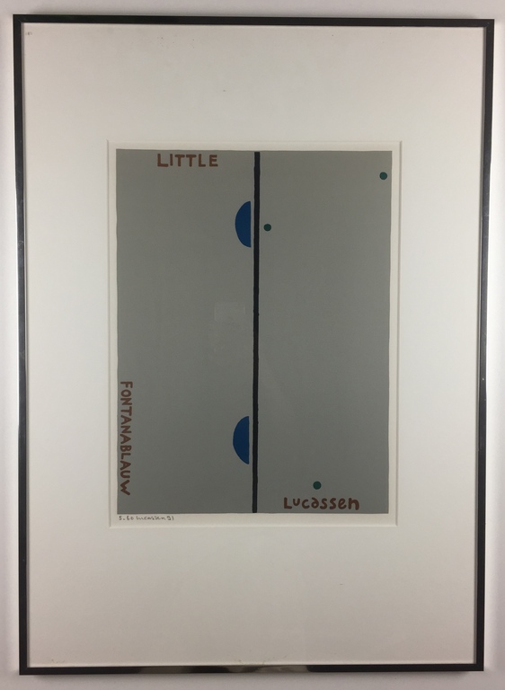 Reinier Lucassen, zeefdruk, 'Little Fontana blauw', 1991   (INGELIJST) kopen? Bied vanaf 179!