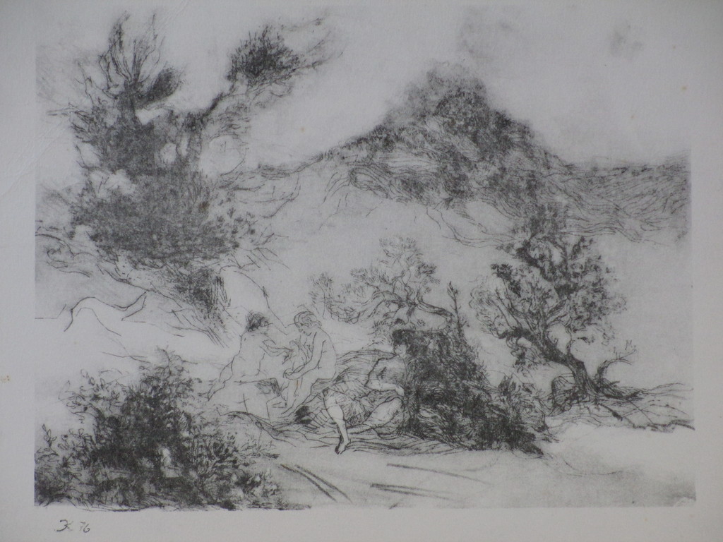 Jaap Kruijff - Jaap Kruijff, Zonaanbidsters in Arcadisch landschap, Litho kopen? Bied vanaf 1!