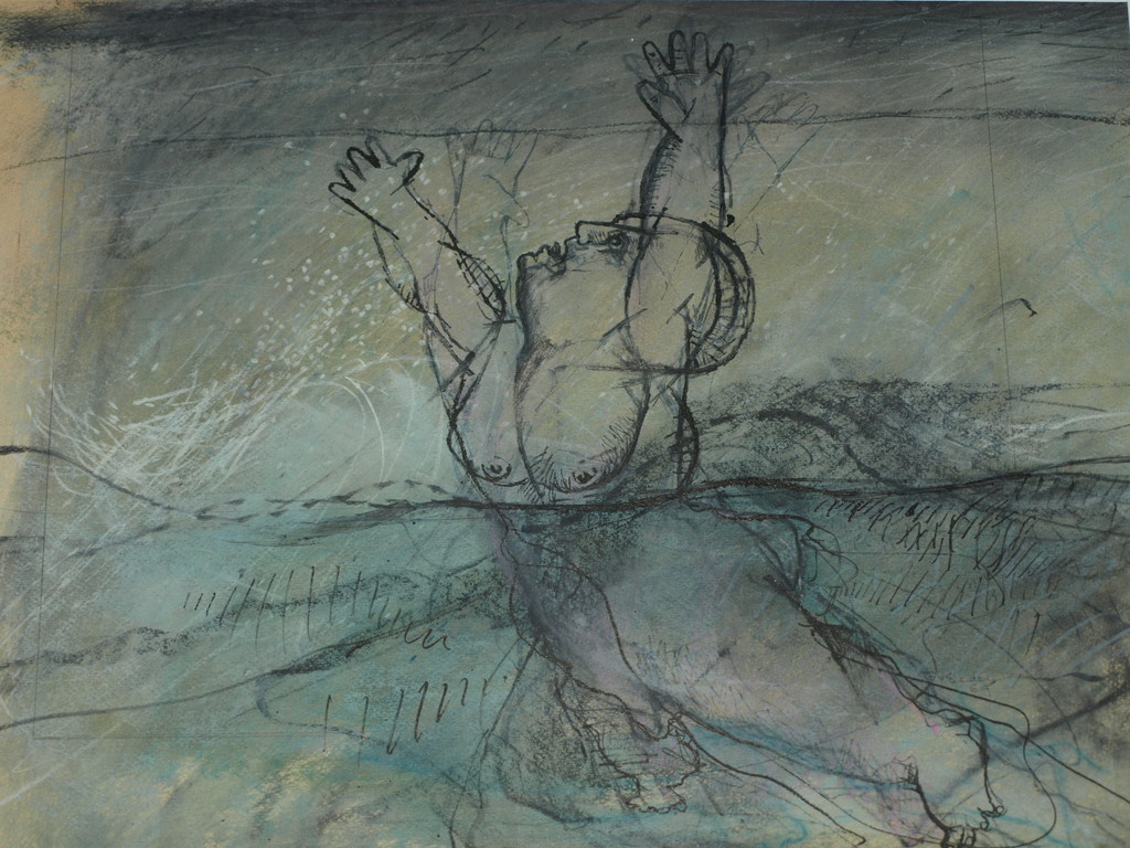 Frits van Eeden: Gemengde techniek – Zwemmer – Gesigneerd & ingelijst - 1969 kopen? Bied vanaf 75!