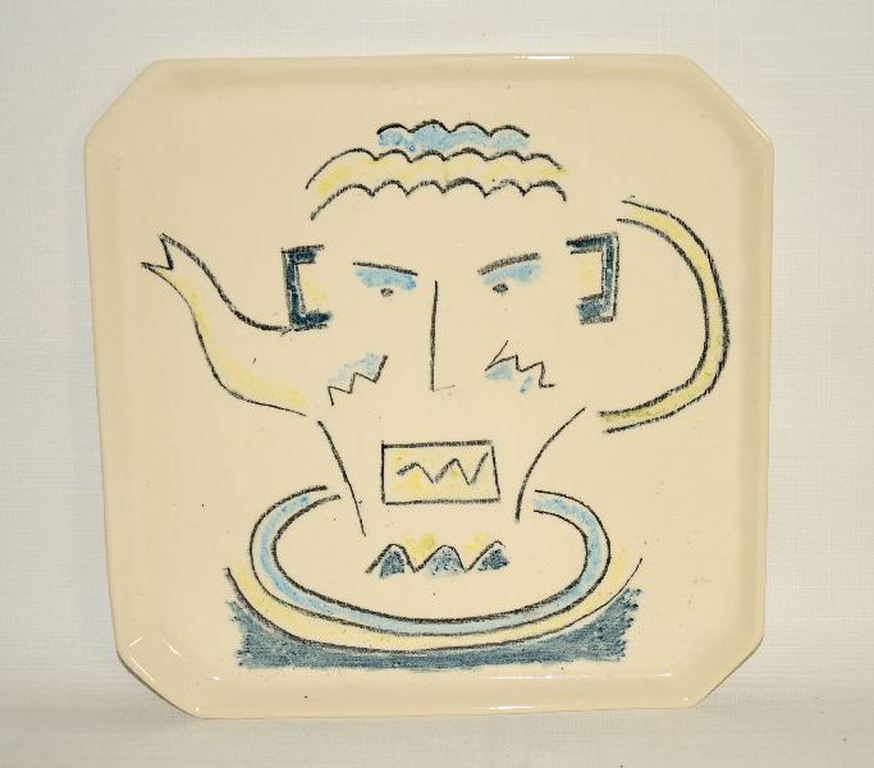Hans Wap: Schaal met afbeelding van een theepot, 1988 kopen? Bied vanaf 1!
