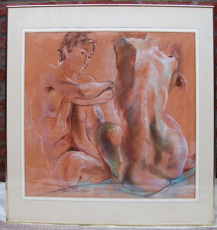 Hèléne Zielstra: Pastel, Meisje voor spiegel. verkocht voor € 218!